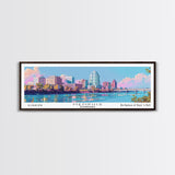 Memphis Tennessee Panoramic Painting, Mid Century Modern Framed Canvas Print, Retro Pop Art Travel Poster, Office Wall Art