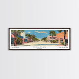 Miramar Florida Panoramic Painting, Mid Century Modern Framed Canvas Print, Retro Pop Art Travel Poster, Office Wall Art