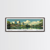 Sandy Springs Georgia Panoramic Painting, Mid Century Modern Framed Canvas Print, Retro Pop Art Travel Poster, City Art, Office Wall Decor, Living Room Art