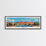 St. George Utah Panoramic Wall Art, Mid Century Modern Framed Canvas Print, Retro Pop Art Travel Poster, Office Wall Decor and Gift Idea