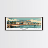 Ventura California Panoramic Wall Art, Mid Century Modern Framed Canvas Print, Retro Pop Art Travel Poster, City Art, Home Decoration