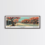 Anaheim California Panoramic Painting, Framed Canvas Print, Mid Century Modern Wall Art, Retro Pop Art Travel Poster, Office Decor, City Art