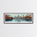 Atlanta Georgia Panoramic Painting, Framed Canvas Print, Mid Century Modern Wall Art, Retro Pop Art Travel Poster, Home Decor, City Art