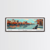 Baton Rouge Louisiana Panoramic Painting, Framed Canvas Print, Mid Century Modern Wall Art, Retro Pop Art Travel Poster, Living Room Decor, City Art