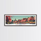 Birmingham Alabama Panoramic Painting, Framed Canvas Print, Mid Century Modern Wall Art, Retro Pop Art Travel Poster, Office Decor, City Art