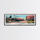 Garden Grove California Panoramic Painting, Framed Canvas Print, Mid Century Modern Wall Art, Retro Pop Art Travel Poster, Living Room Decor, City Art