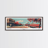 Lubbock Texas Panoramic Painting, Mid Century Modern Framed Canvas Print, Retro Pop Art Travel Poster, Living Room Decor, Gift Idea