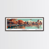 Memphis Tennessee Panoramic Wall Art, Mid Century Modern Framed Canvas Print, Retro Pop Art Travel Poster, Office Decor, Cityscape Art