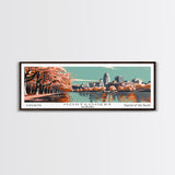 Montgomery Alabama Panoramic Painting, Mid Century Modern Framed Canvas Print, Retro Pop Art Travel Poster, Living Room Wall Decor