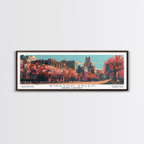 Winston-Salem North Carolina Panoramic Wall Art, Mid Century Modern Framed Canvas Print, Retro Pop Art Travel Poster, Cityscape Decor, Living Room Art