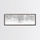 Panoramic Dallas City Map, Texas Art, Map Print, Minimalist Wall Art, Canvas Art, Housewarming Gift, Street Map Art, Closing Gift