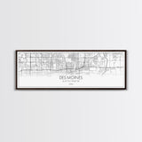 Panoramic Des Moines City Map, Iowa Art, Map Print, Minimalist Wall Art, Canvas Art, Housewarming Gift, Street Map Art, Closing Gift