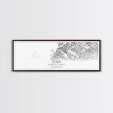 Panoramic Dubai City Map, United Arab Emirates Art, Map Print, Minimalist Wall Art, Canvas Art, Housewarming Gift, Street Map, Closing Gift