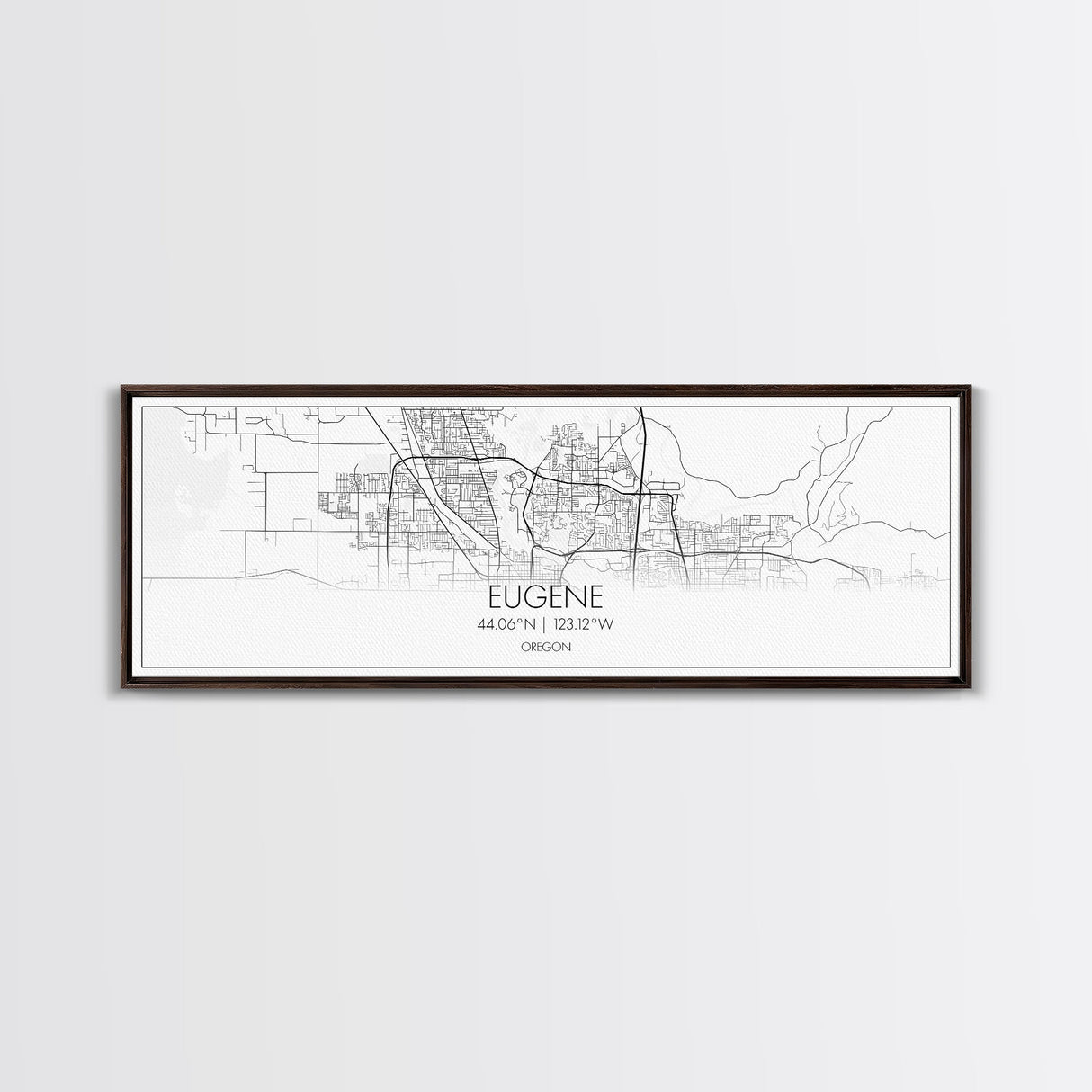 Panoramic Eugene City Map, Oregon Art, Map Print, Minimalist Wall Art, Canvas Art, Housewarming Gift, Street Map Art, Closing Gift