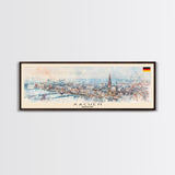 Aachen Germany  Panoramic Travel Poster, Framed Canvas Print or Metal Wall Art, Travel Art, Home Decor, Panoramic Painting, Midcentury Art