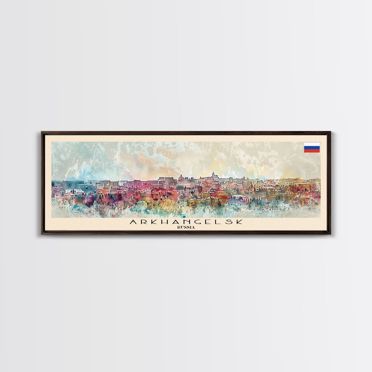 Arkhangelsk Russia Panoramic Travel Poster, Framed Canvas Print or Metal Wall Art, Travel Art, Home Decor, Panoramic Painting, Midcentury Art