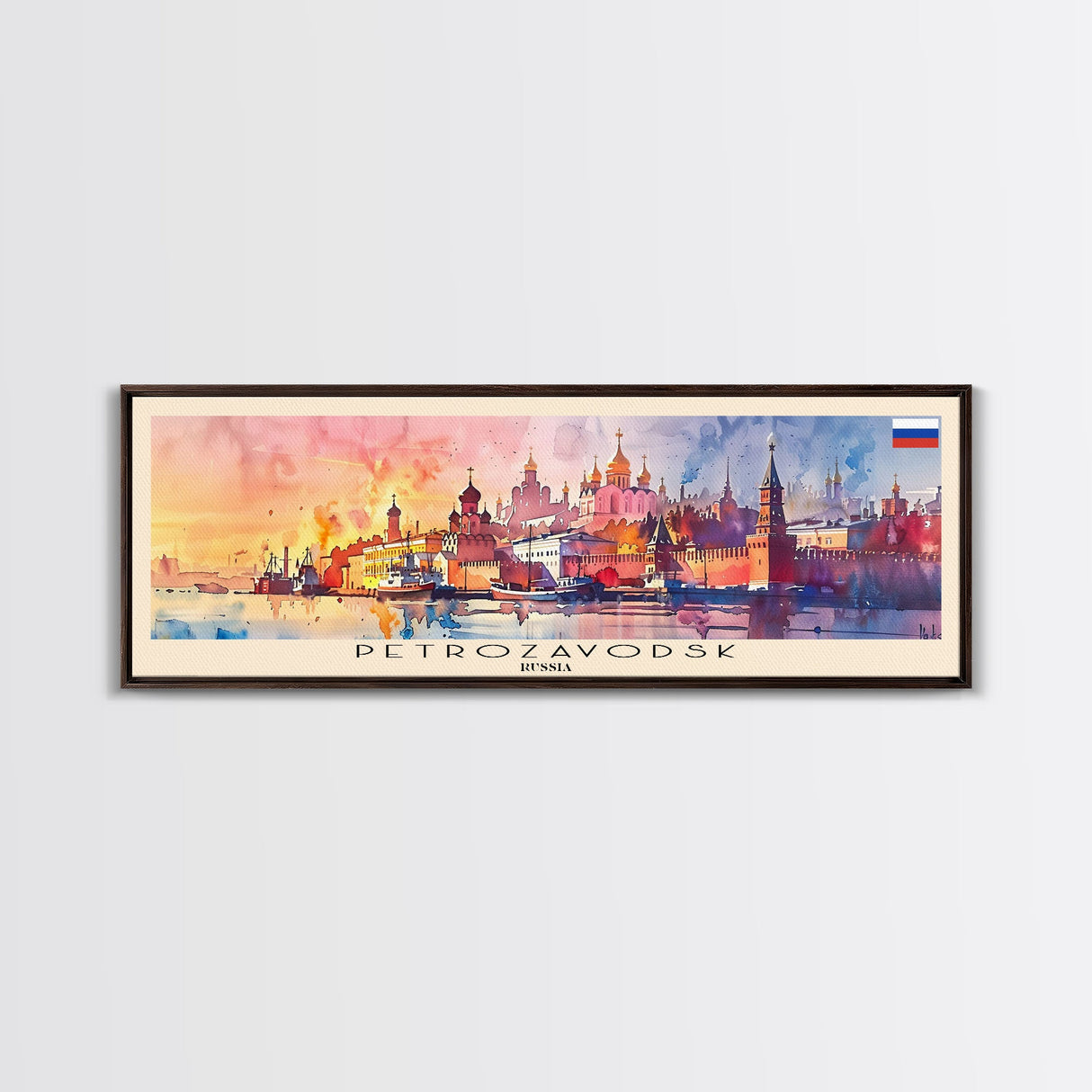 Petrozavodsk Russia Travel Print Wall Art, Panoramic City Art, Travel Art, Wall Decor, Vacation Gift, Framed Canvas Print Or Metal Art