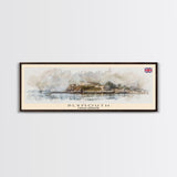 Plymouth United Kingdom Panoramic Travel Poster, Framed Canvas Print or Metal Wall Art, Travel Art, Home Decor, Panoramic Painting, Midcentury Art