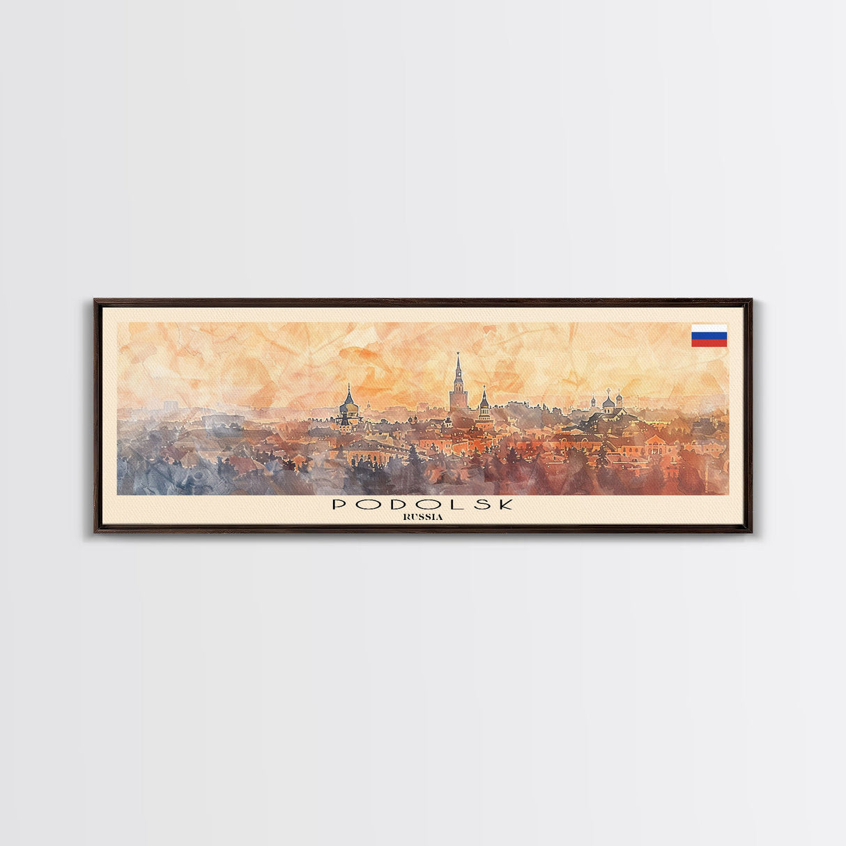 Podolsk Russia Panoramic Travel Poster, Framed Canvas Print or Metal Wall Art, Travel Art, Home Decor, Panoramic Painting, Midcentury Art