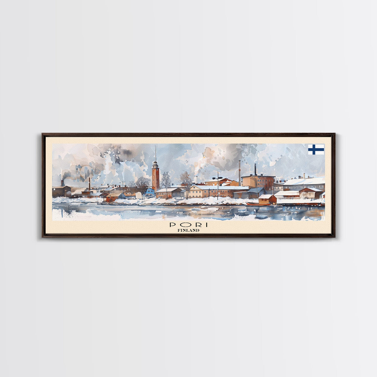 Pori Finland Travel Art, City Art, Framed Canvas Print or Metal Wall Art, Europe Travel Poster, Panoramic Wall Art, Extra Wide Wall Art