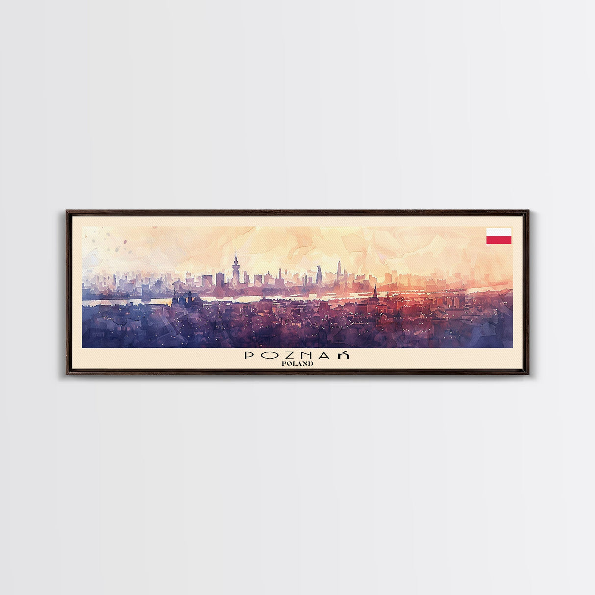 Pozna Poland Travel Art, City Art, Framed Canvas Print or Metal Wall Art, Europe Travel Poster, Panoramic Wall Art, Extra Wide Wall Art