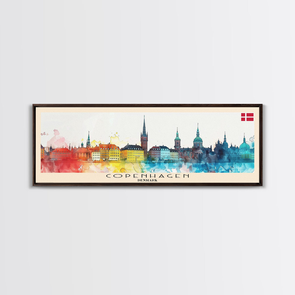 Copenhagen Denmark Travel Print Wall Art, Panoramic City Art, Travel Art, Wall Decor, Vacation Gift, Framed Canvas Print Or Metal Art