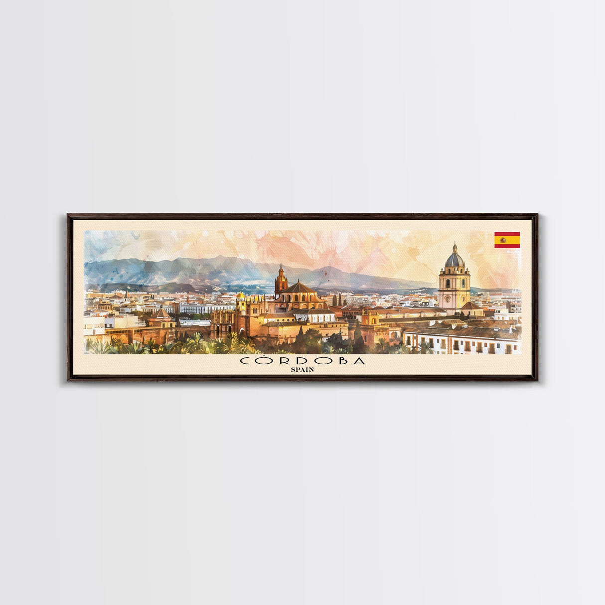 Cordoba Spain Travel Art, City Art, Framed Canvas Print or Metal Wall Art, Europe Travel Poster, Panoramic Wall Art, Extra Wide Wall Art