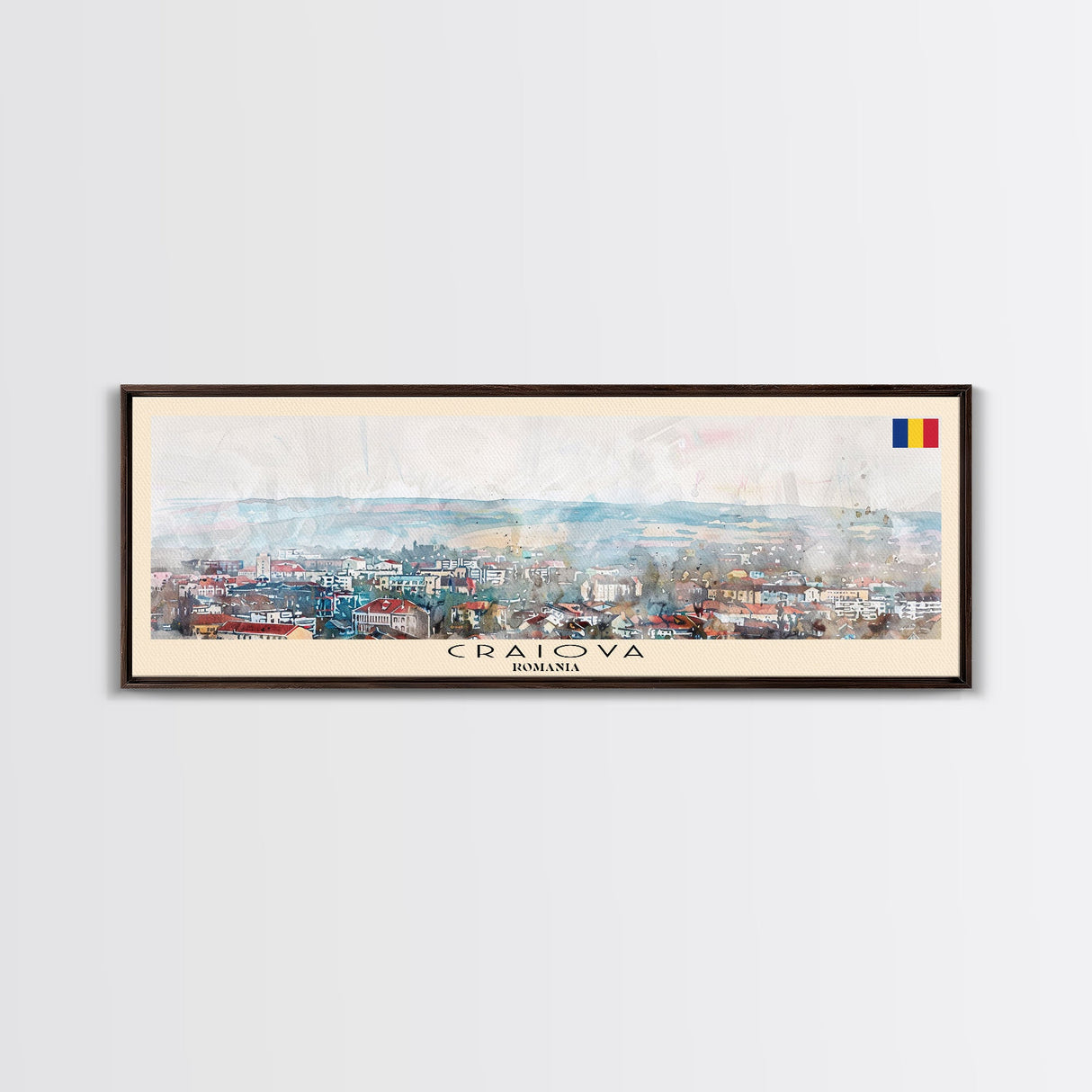 Craiova Romania Travel Print Wall Art, Panoramic City Art, Travel Art, Wall Decor, Vacation Gift, Framed Canvas Print Or Metal Art