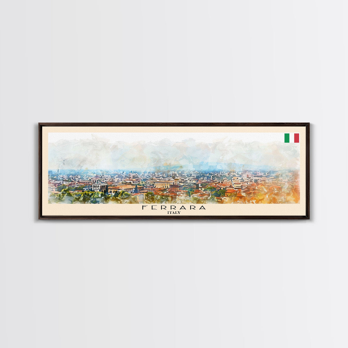 Ferrara Italy Travel Art, City Art, Framed Canvas Print or Metal Wall Art, Europe Travel Poster, Panoramic Wall Art, Extra Wide Wall Art