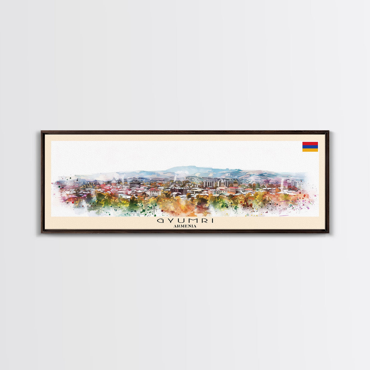 Gyumri Armenia Travel Print Wall Art, Panoramic City Art, Travel Art, Wall Decor, Vacation Gift, Framed Canvas Print Or Metal Art