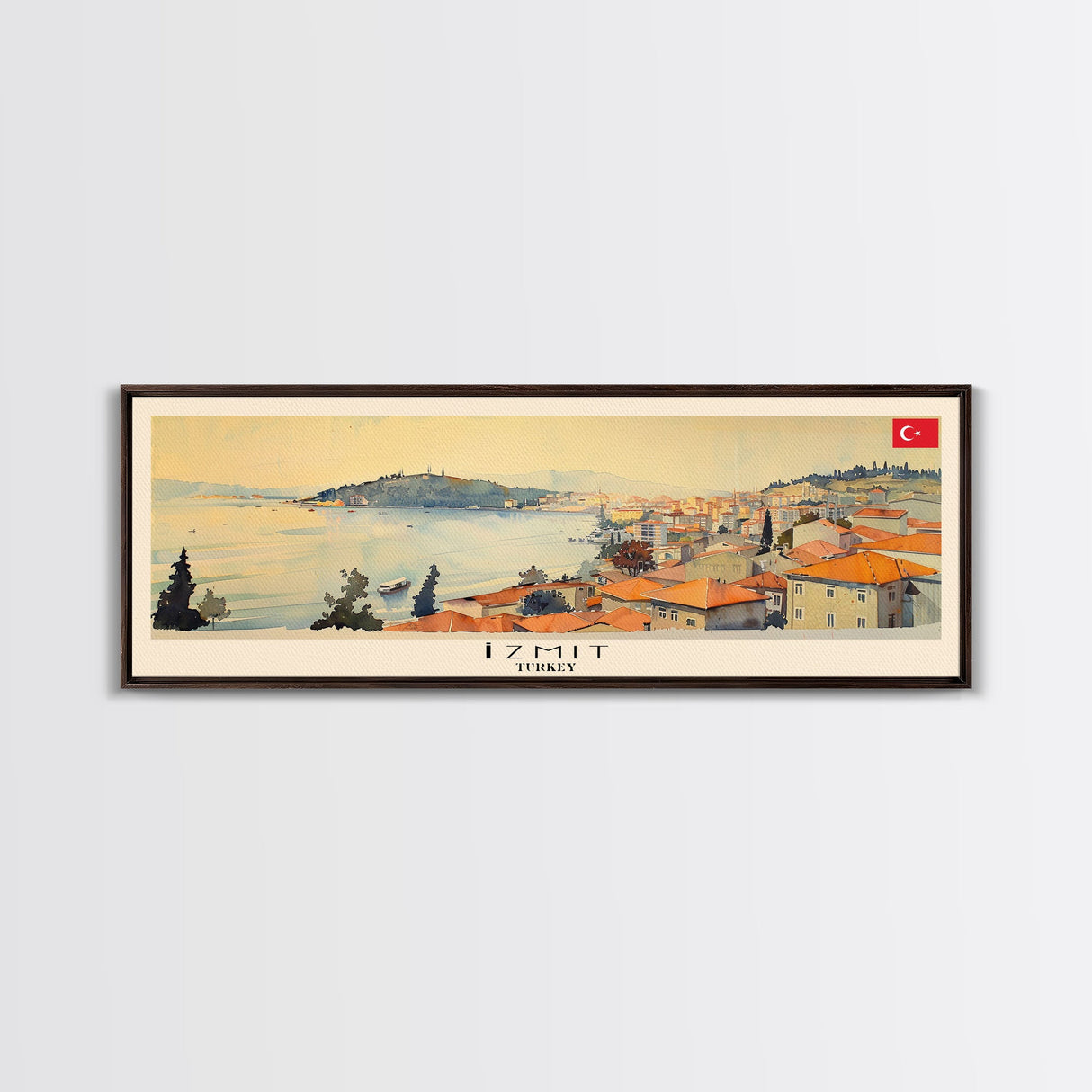 Izmit Turkey Travel Art, City Art, Framed Canvas Print or Metal Wall Art, Europe Travel Poster, Panoramic Wall Art, Extra Wide Wall Art