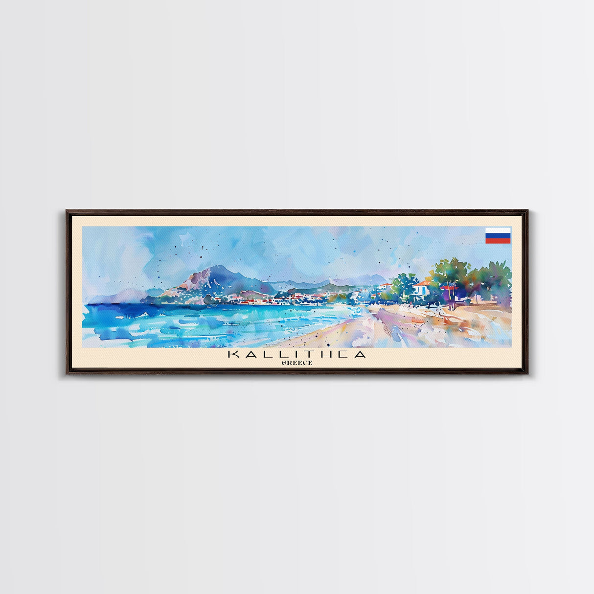 Kallithea Greece Travel Art, City Art, Framed Canvas Print or Metal Wall Art, Europe Travel Poster, Panoramic Wall Art, Extra Wide Wall Art