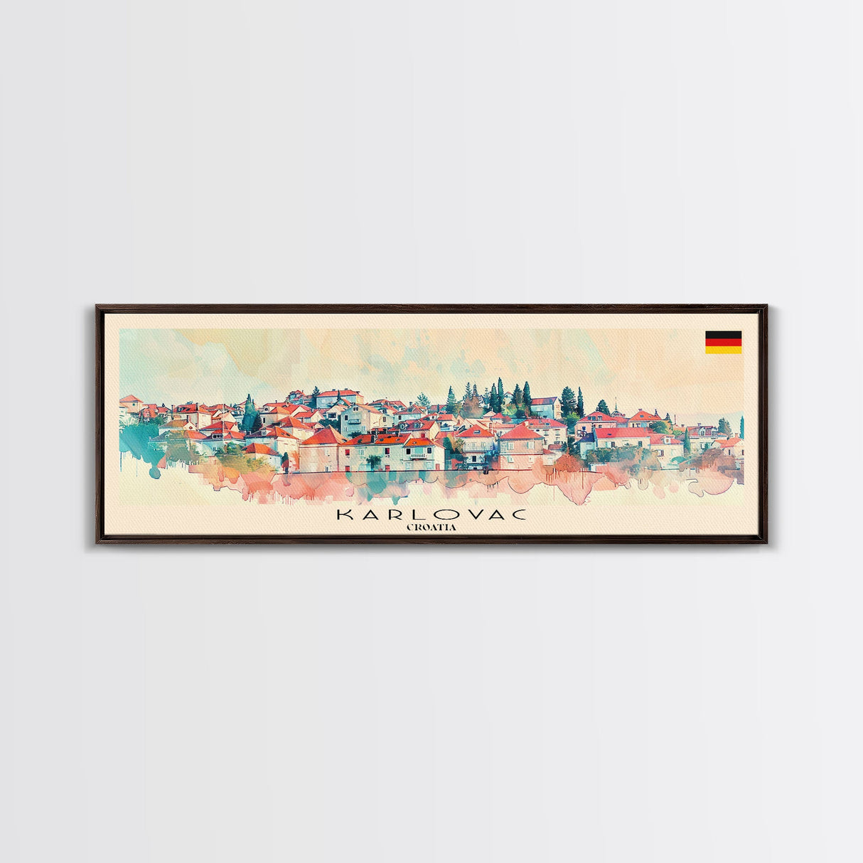 Karlovac Croatia Travel Art, City Art, Framed Canvas Print or Metal Wall Art, Europe Travel Poster, Panoramic Wall Art, Extra Wide Wall Art