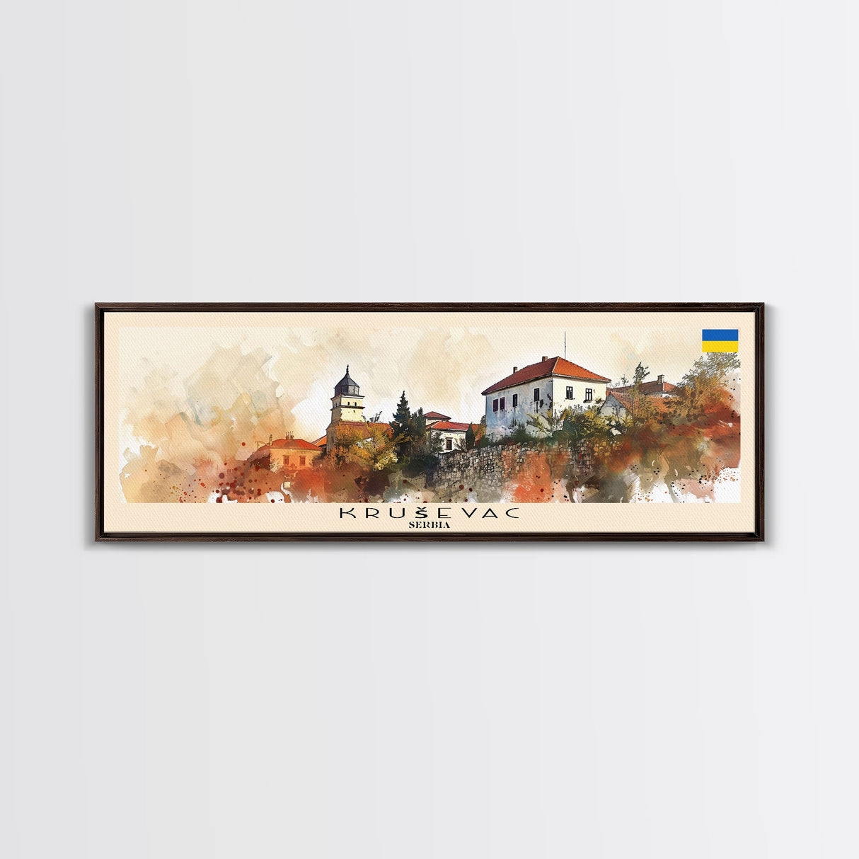 Kruevac Serbia Travel Art, City Art, Framed Canvas Print or Metal Wall Art, Europe Travel Poster, Panoramic Wall Art, Extra Wide Wall Art