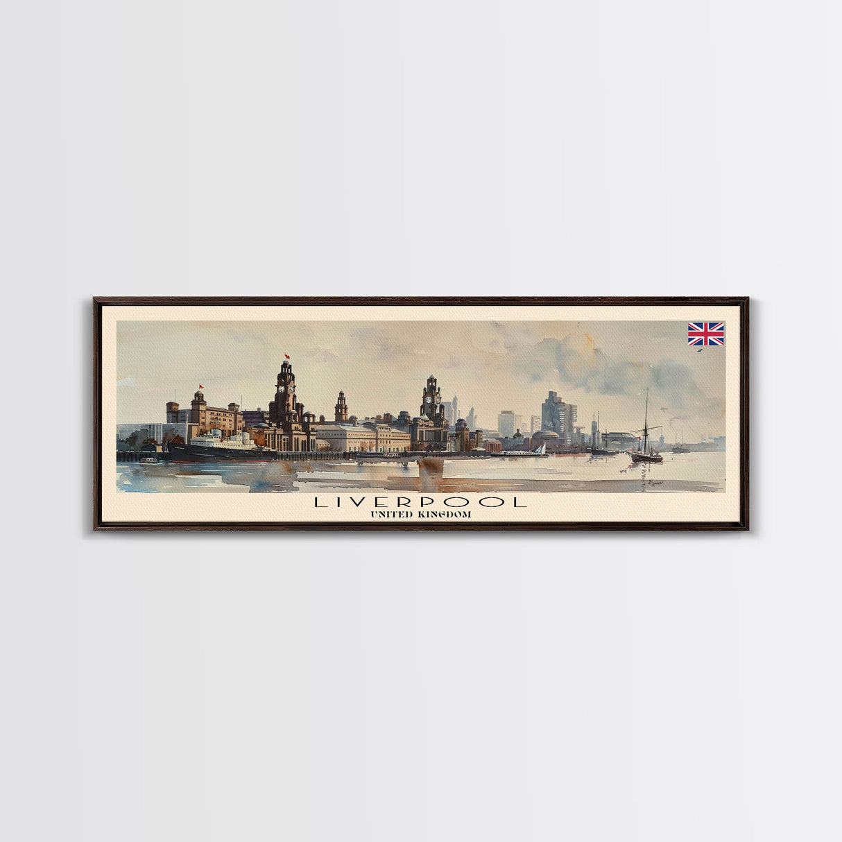 Liverpool United Kingdom Travel Art, City Art, Framed Canvas Print or Metal Wall Art, Europe Travel Poster, Panoramic Wall Art, Extra Wide Wall Art