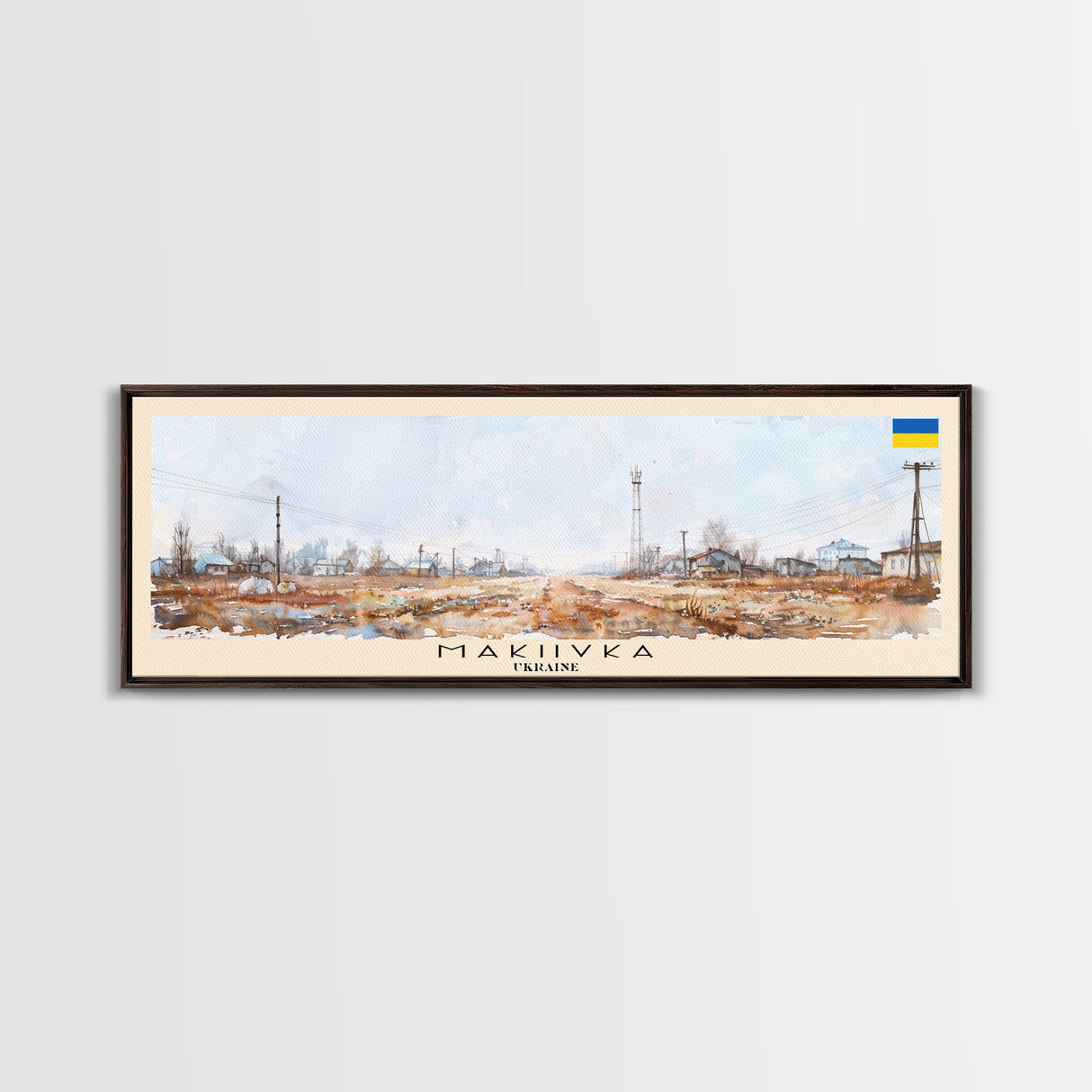 Makiivka Ukraine Panoramic Travel Poster, Framed Canvas Print or Metal Wall Art, Travel Art, Home Decor, Panoramic Painting, Midcentury Art