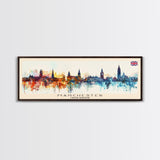 Manchester United Kingdom Panoramic Travel Poster, Framed Canvas Print or Metal Wall Art, Travel Art, Home Decor, Panoramic Painting, Midcentury Art