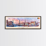 Mechelen Belgium Panoramic Travel Poster, Framed Canvas Print or Metal Wall Art, Travel Art, Home Decor, Panoramic Painting, Midcentury Art