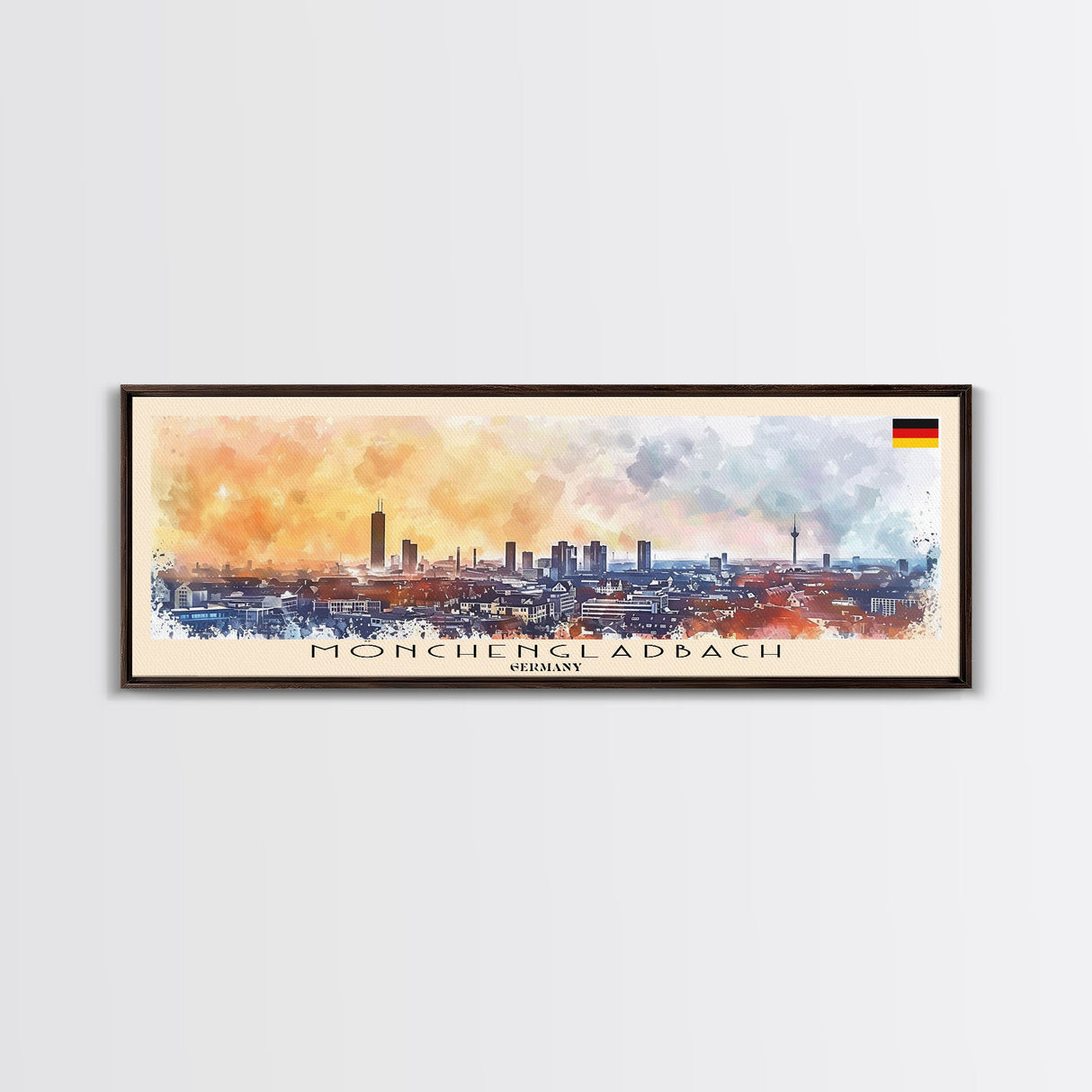 Monchengladbach Germany Travel Art, City Art, Framed Canvas Print or Metal Wall Art, Europe Travel Poster, Panoramic Wall Art, Extra Wide Wall Art