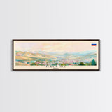 Nalchik Russia Panoramic Travel Poster, Framed Canvas Print or Metal Wall Art, Travel Art, Home Decor, Panoramic Painting, Midcentury Art