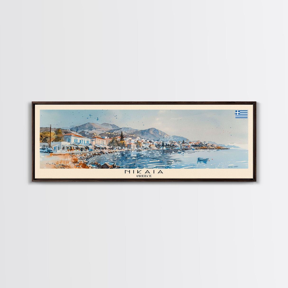 Nikaia Greece Wall Art, Panoramic Travel Poster, Panoramic Framed Canvas Print, City Wall Art, Wall Hanging Home Decor, Travel Art