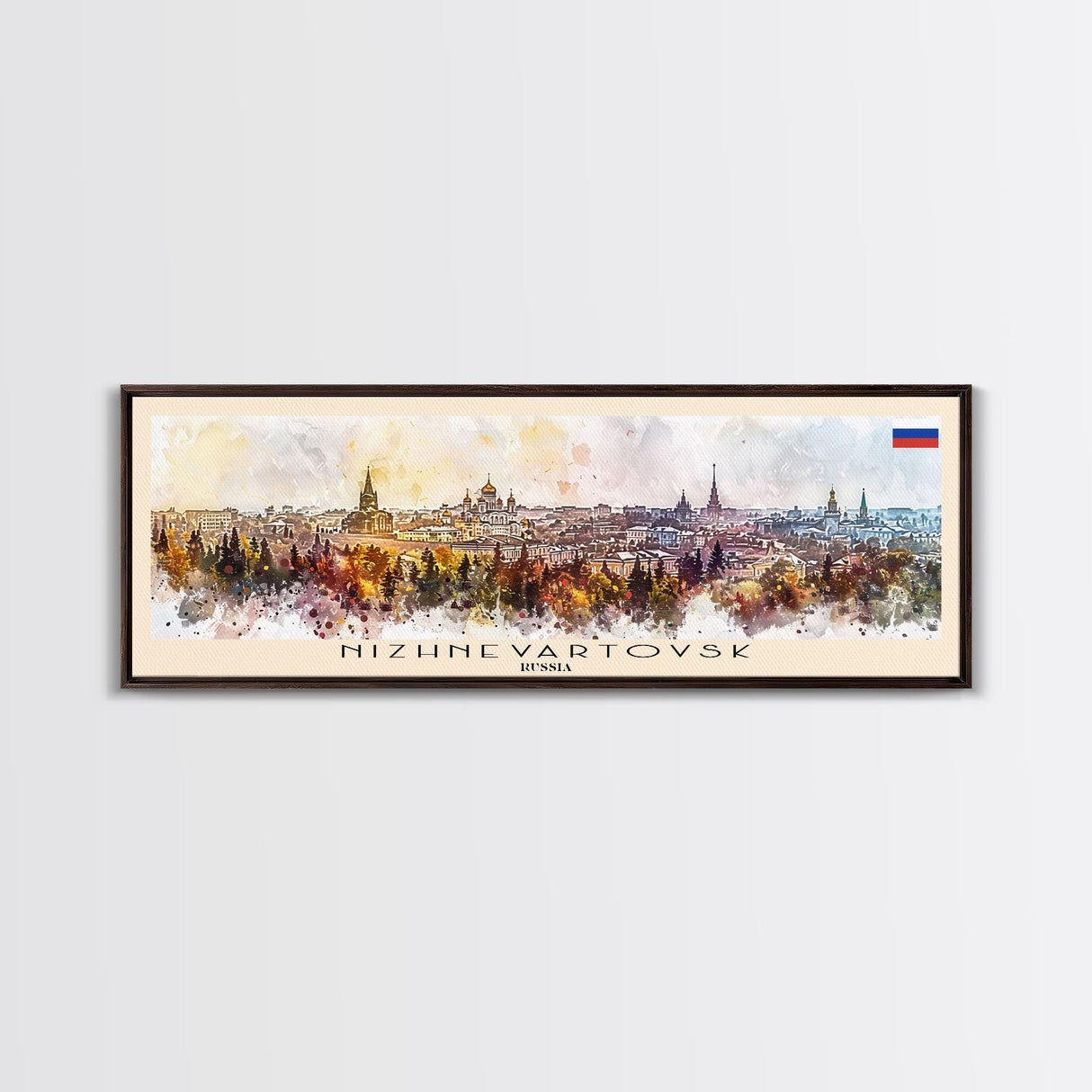 Nizhnevartovsk Russia Travel Art, City Art, Framed Canvas Print or Metal Wall Art, Europe Travel Poster, Panoramic Wall Art, Extra Wide Wall Art