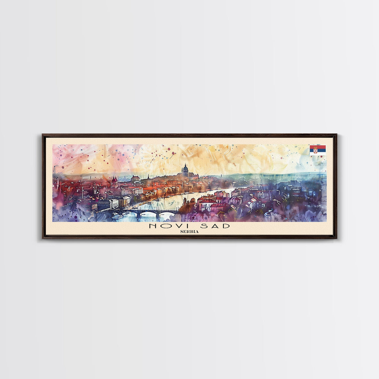 Novi Sad Serbia Travel Art, City Art, Framed Canvas Print or Metal Wall Art, Europe Travel Poster, Panoramic Wall Art, Extra Wide Wall Art