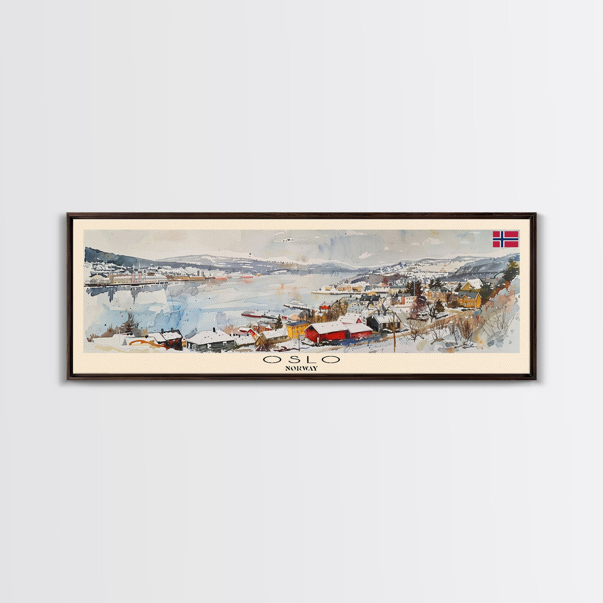 Oslo Norway Travel Art, City Art, Framed Canvas Print or Metal Wall Art, Europe Travel Poster, Panoramic Wall Art, Extra Wide Wall Art