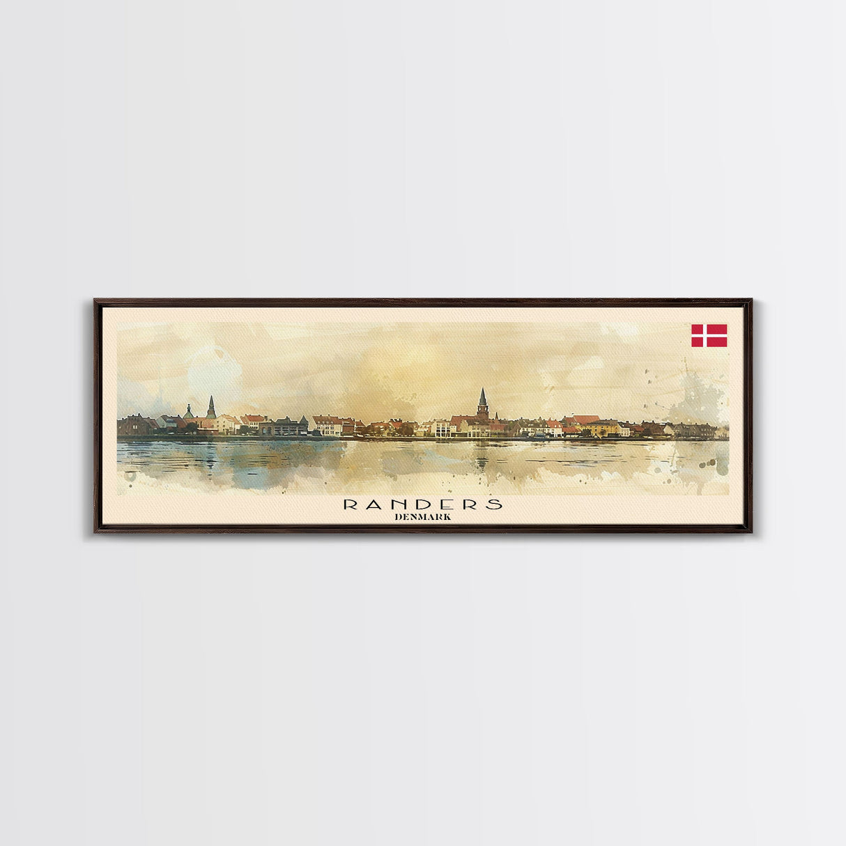 Randers Denmark Travel Art, City Art, Framed Canvas Print or Metal Wall Art, Europe Travel Poster, Panoramic Wall Art, Extra Wide Wall Art