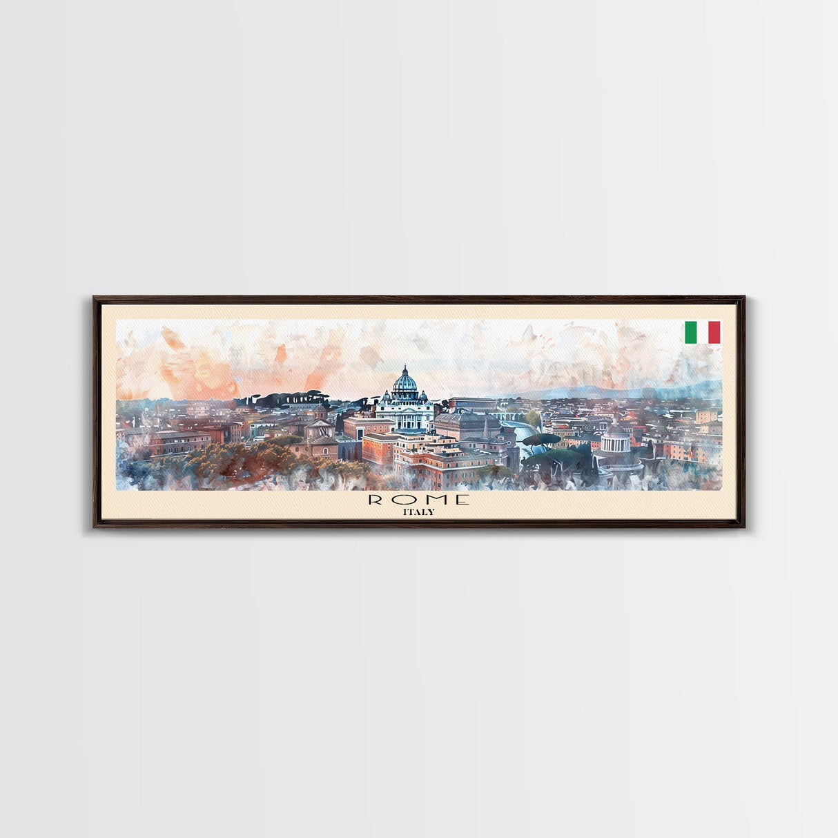 Rome Italy Travel Print Wall Art, Panoramic City Art, Travel Art, Wall Decor, Vacation Gift, Framed Canvas Print Or Metal Art