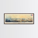 Saint Etienne France Panoramic Travel Poster, Framed Canvas Print or Metal Wall Art, Travel Art, Home Decor, Panoramic Painting, Midcentury Art