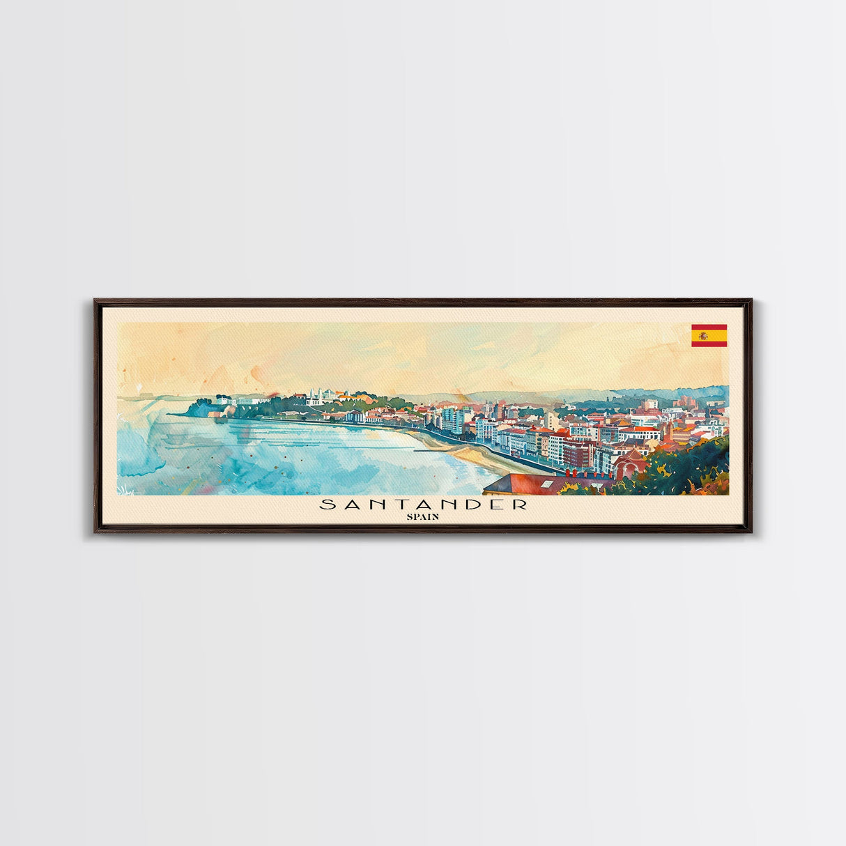 Santander Spain Travel Print Wall Art, Panoramic City Art, Travel Art, Wall Decor, Vacation Gift, Framed Canvas Print Or Metal Art