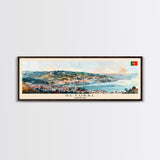 Setbal Portugal Travel Print Wall Art, Panoramic City Art, Travel Art, Wall Decor, Vacation Gift, Framed Canvas Print Or Metal Art