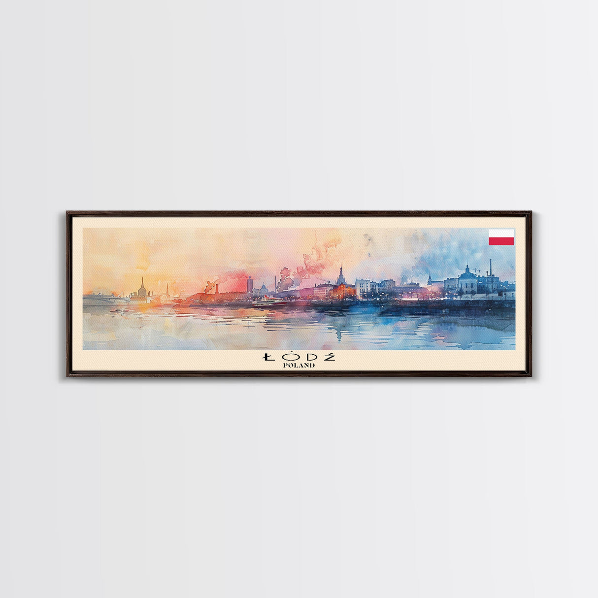 Lodz Poland Wall Art, Panoramic Travel Poster, Panoramic Framed Canvas Print, City Wall Art, Wall Hanging Home Decor, Travel Art